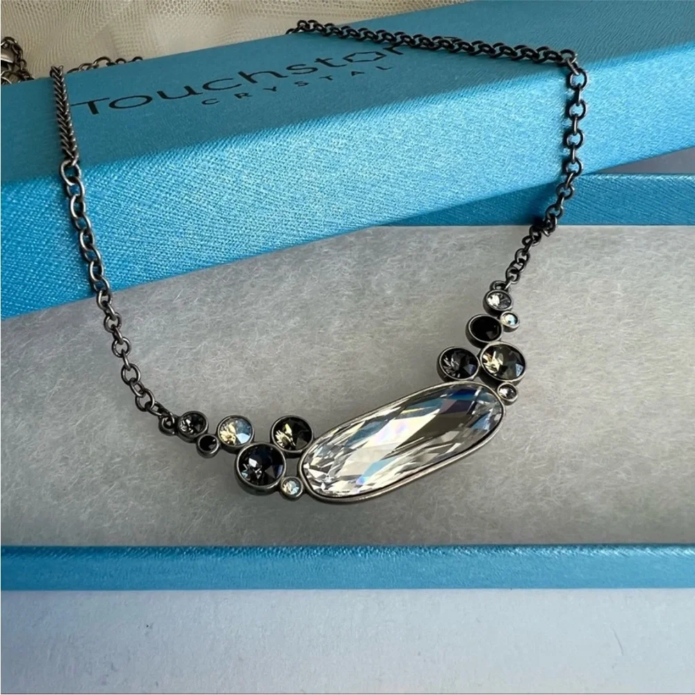 Swarovski Touchstone Crystal Black Cluster Necklace NWT